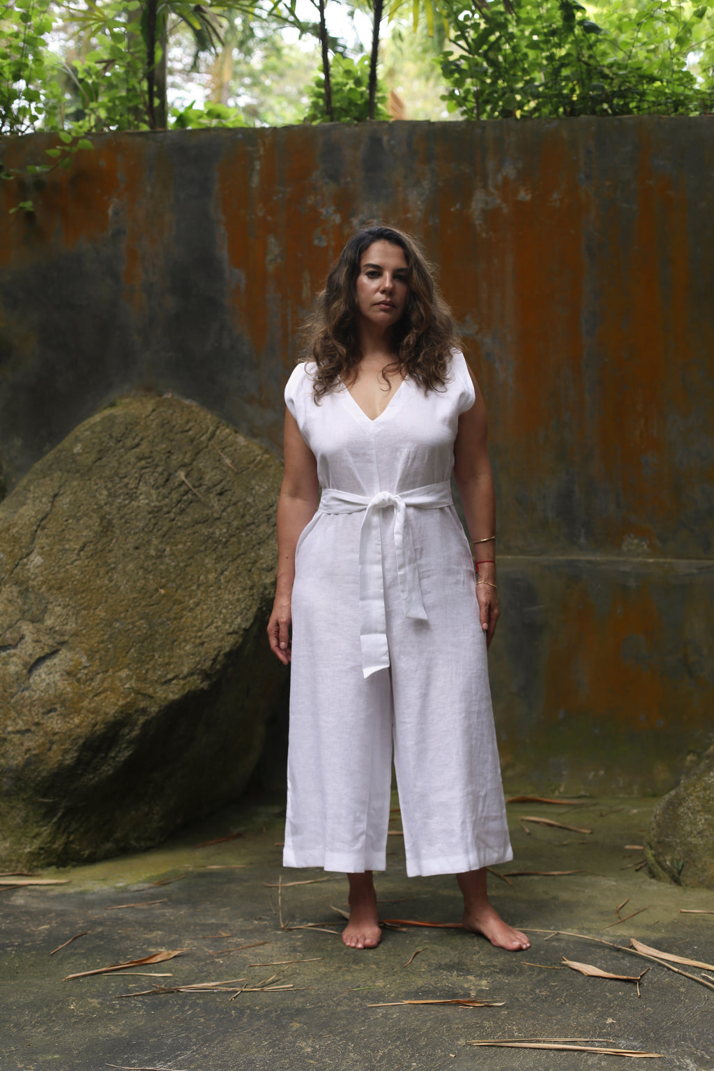 WHITE LINEN JUMPSUIT 'LA BRAGA' | Pure Japanese Linen by Nathalia Ojeda