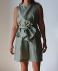 Lazo Top & Bermuda set made from organic Japanese pure linen, handmade and curated by Nathalia Ojeda | iiwa kashi